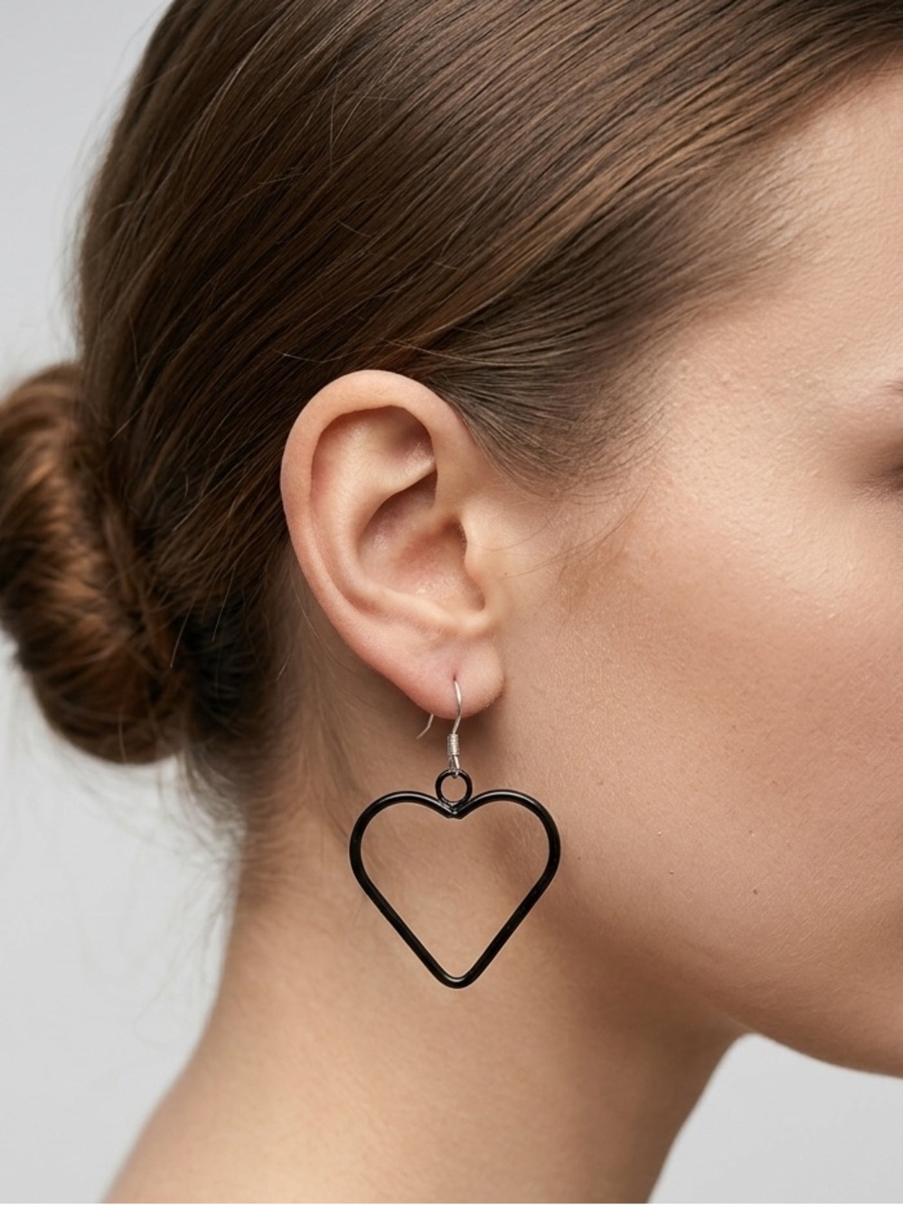 Black Heart Wire Earrings | Lightweight Minimalist Dangle